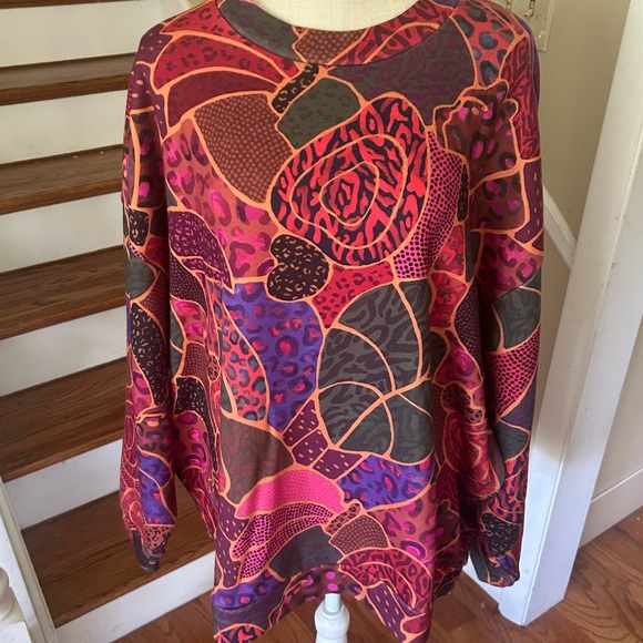 NWT Size XL FARM RIO Hidden Animals Beaded Balls Crewneck Cotton Sweatshirt Boho - Picture 2 of 12